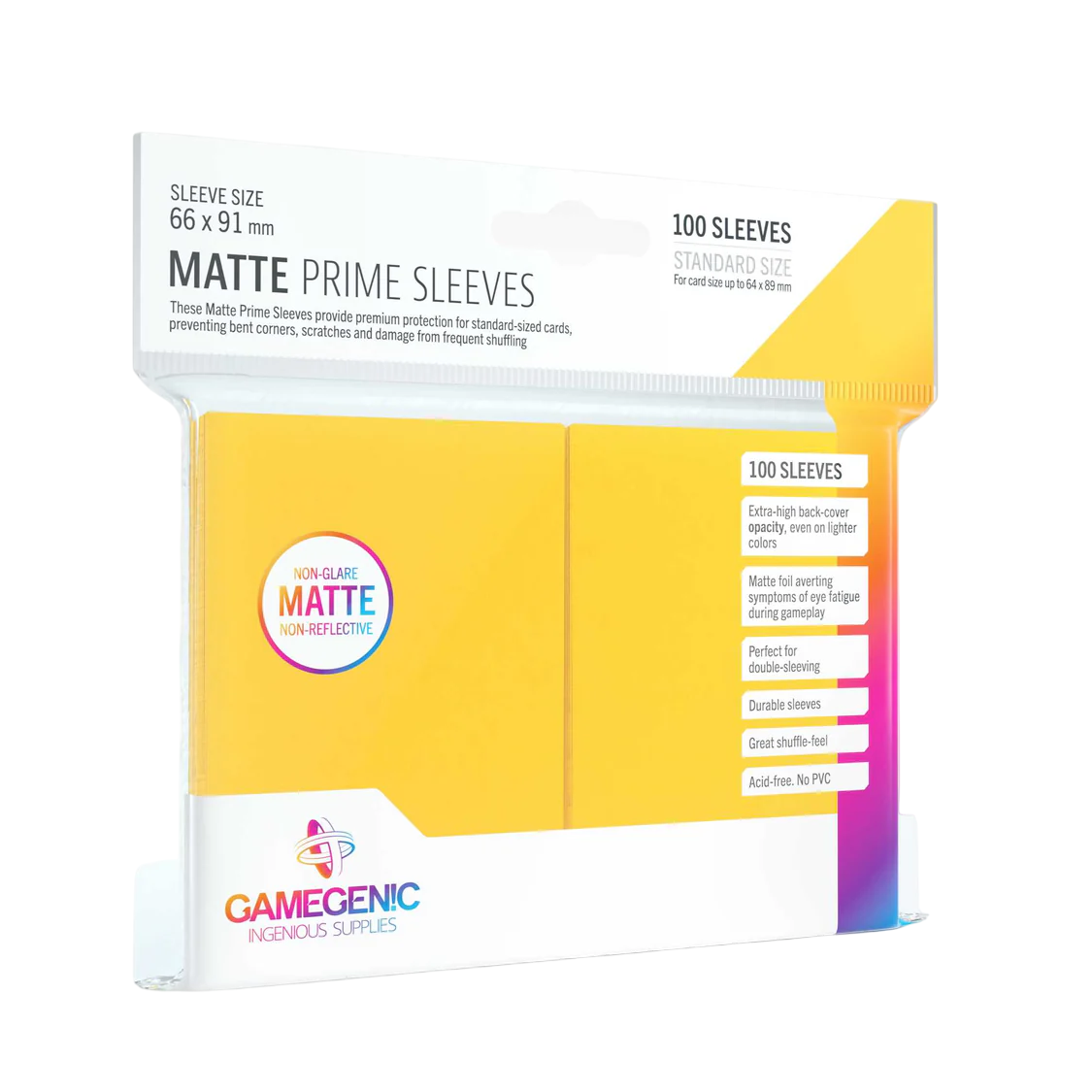 Gamegenic Matte Prime Sleeves - Yellow 100 pcs